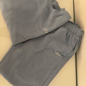 ALO Yoga Light Blue Cozy Sweatshirt & Jogger Set